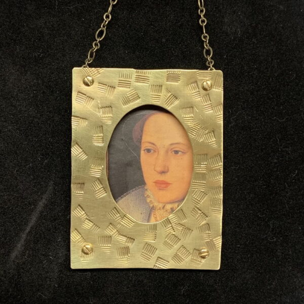 Lady in Waiting Texture Brass Frame. Front View