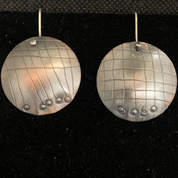 Mixed Metal, Textured, domed copper with silver ear wires