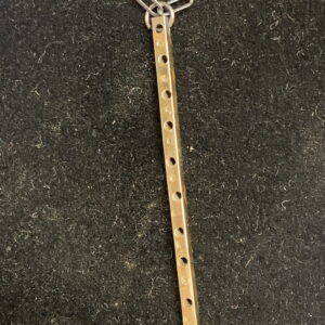 Oxidized brass thin square rod, drilled and stamped. 18" silver chain.